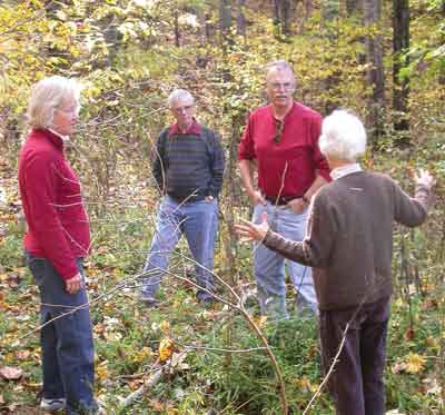 Jean Kolb explaining her Stilt grass control strategy to our directors